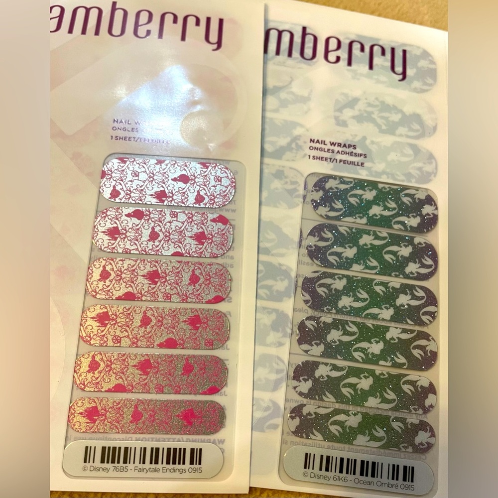 🎉DISNEY Licensed Jamberry Retired nail wraps:Fairytail endings and Ocean Ombré.